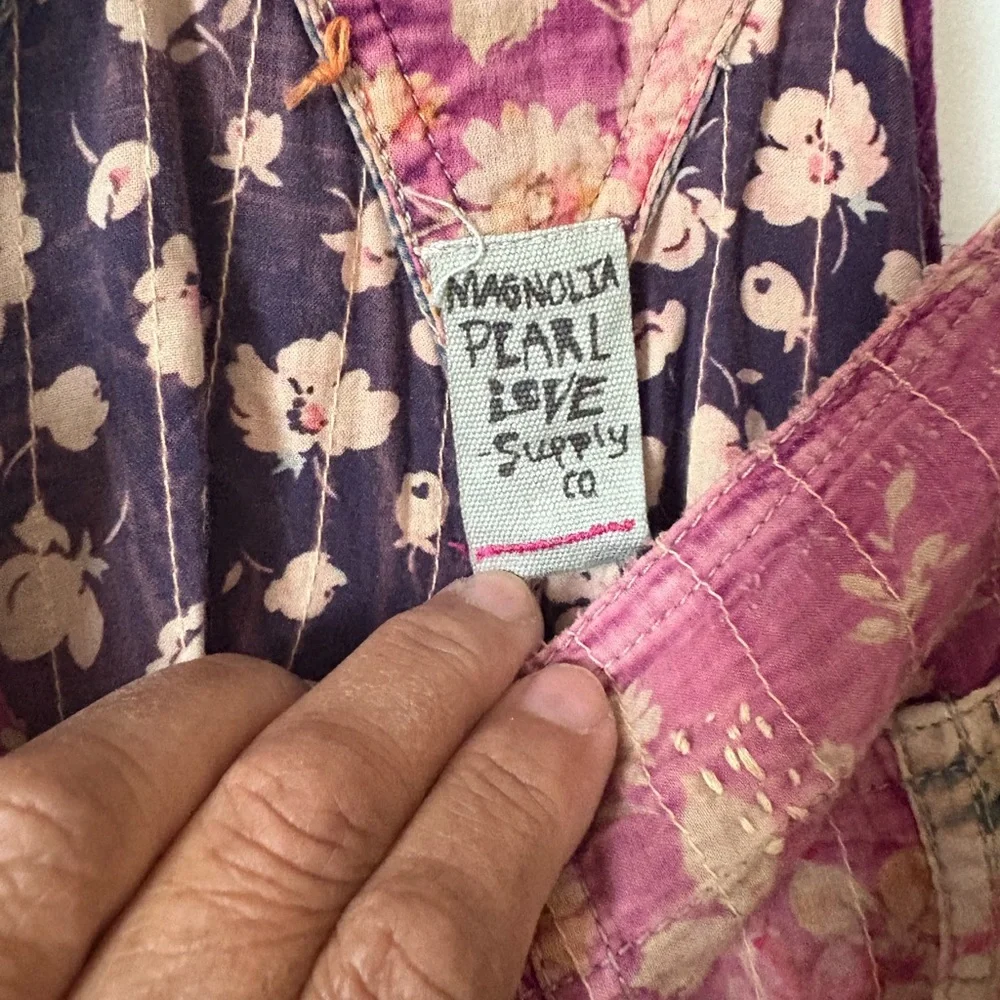Magnolia Pearl Patchwork Overalls in Pink and Blue Gently worn. A must have!! - Picture 5 of 16